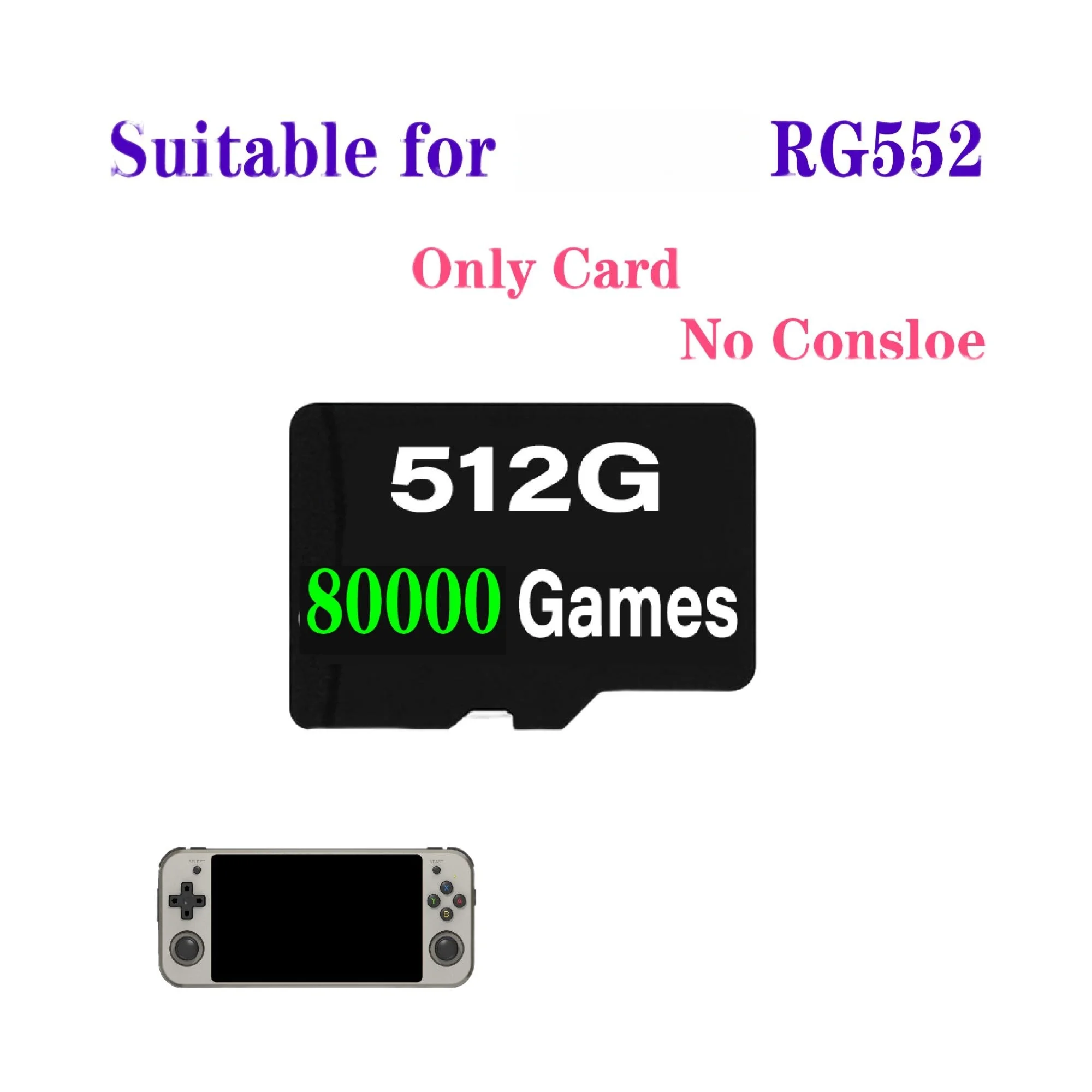 ANBERNIC-consola de juegos portátil Retro RG552, tarjeta TF, juegos precargados, tarjeta de memoria universal integrada, más de 512G, G80000 Juegos PSP