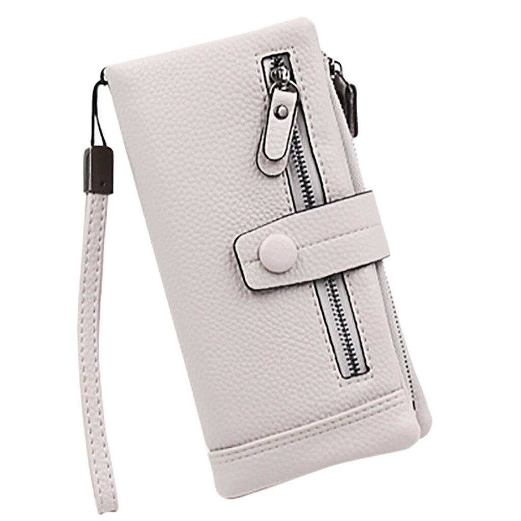 Pu Cuir Femmes Portefeuille À Fermeture Éclair Moraillon Nouvelles Dames Portefeuille Long Portefeuille Téléphone Embrayage Porte-Carte Paquet Sac À Main # G30: GRIS