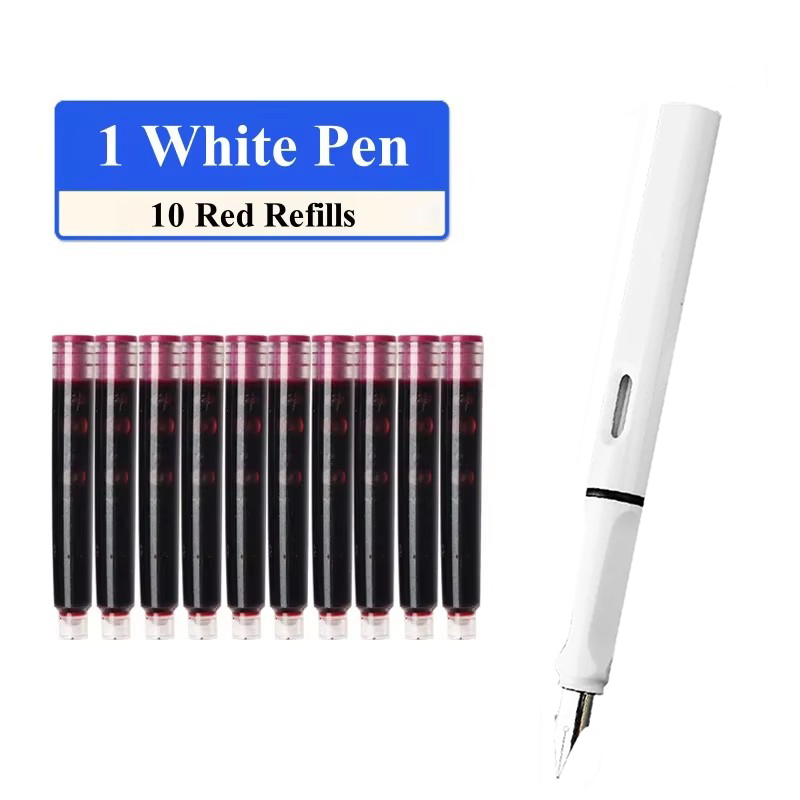Fountain Pen Set Replaceable Ink Refill Calligraphy Multifunction Pens For Writing 0.38mm Office School Stationery Supplies: Light Grey
