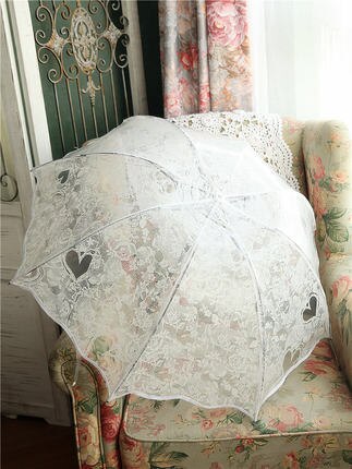 Parapluie de princesse Transparent en dentelle, épais, trois plis, romantique, imprimé coeur rouge, en PVC, pour les amoureux des filles, directe