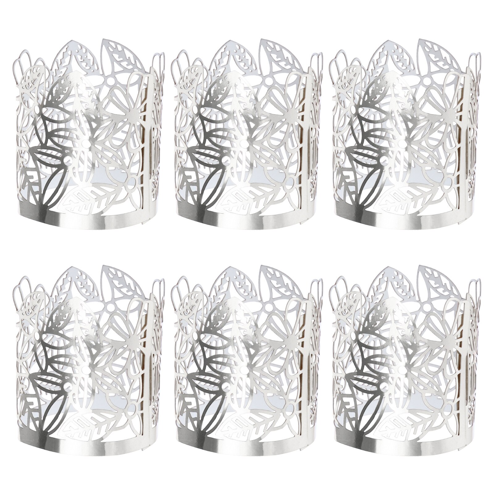 50pcs Hollow Paper Candle Holders Wraps Paper Lamp Enclosures Candle Wraps: Silver