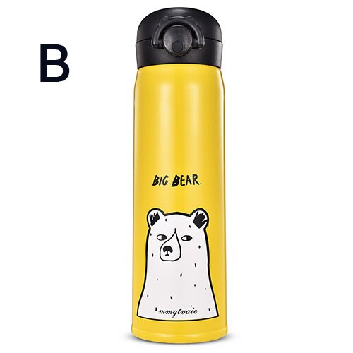 350ML/500ML Kids Thermos Coffee Mug Thermocup Thermos Stainless Steel Water Bottle Vacuum Flasks Insulated for Children: 350ML / B