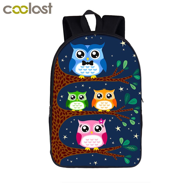 16 inch Cartoon Owl Student Backpack Cute Animal Print School Bag For Teenager Women Men Laptop Backpack Boys Girls Travel Bags: 16MTY28