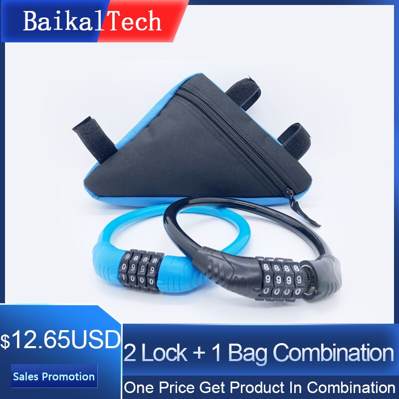 Mini Zinc Alloy PVC Soft Steel Security Bike Combinatiom Cable Scooter Lock Electric Mountain Road Password with Bicycle Bag