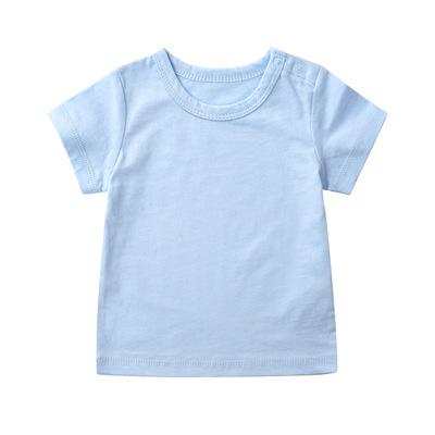 Short Sleeved Shirt 0-2y Boys And Girls Summer Casual T-shirt Toddler Girl Tops Kids Boy T-shirt Cotton Clothing Baby Boy Tops: Sky blue / 6M