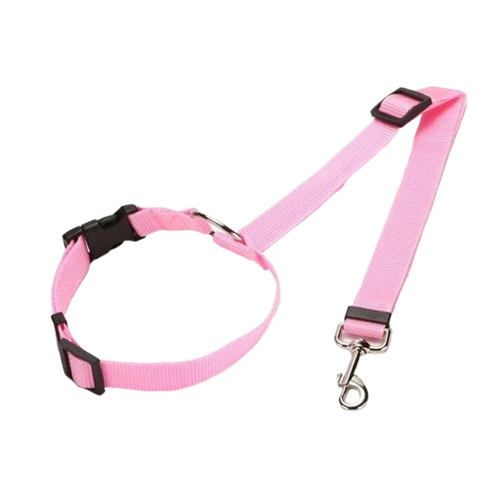 Veiligheidsgordel voor hond en kat, autohoofdsteun, verstelbare nylon hondengordel, autogordel: Roze