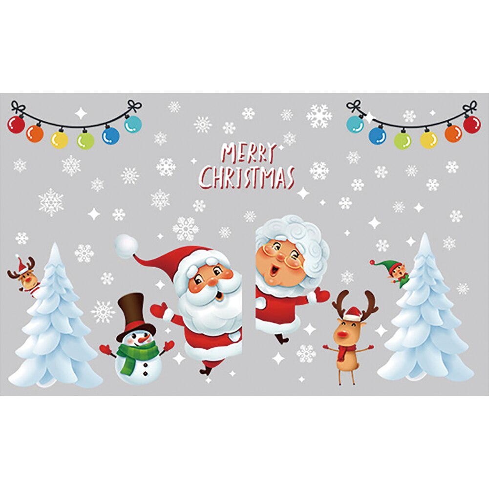 Christmas Wall Stickers Santa Claus Merry Christmas 26 Alphabet Little Mouse PVC Removable Window Decals Home Decor