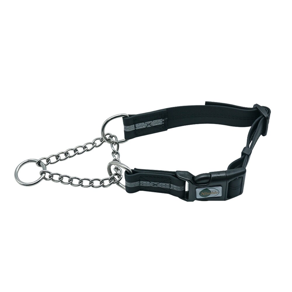 Hondenhalsband met ketting van pvc, reflecterend kussen, anti-bijt, verstelbare trainingshalsband voor grote en kleine honden, puppyproducten: Zwart / M