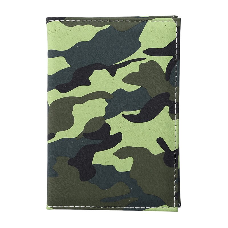 Camouflageprint rejsepasholder unisex visitkortholder læder pascover pakke billetkortholder mujer: Grøn