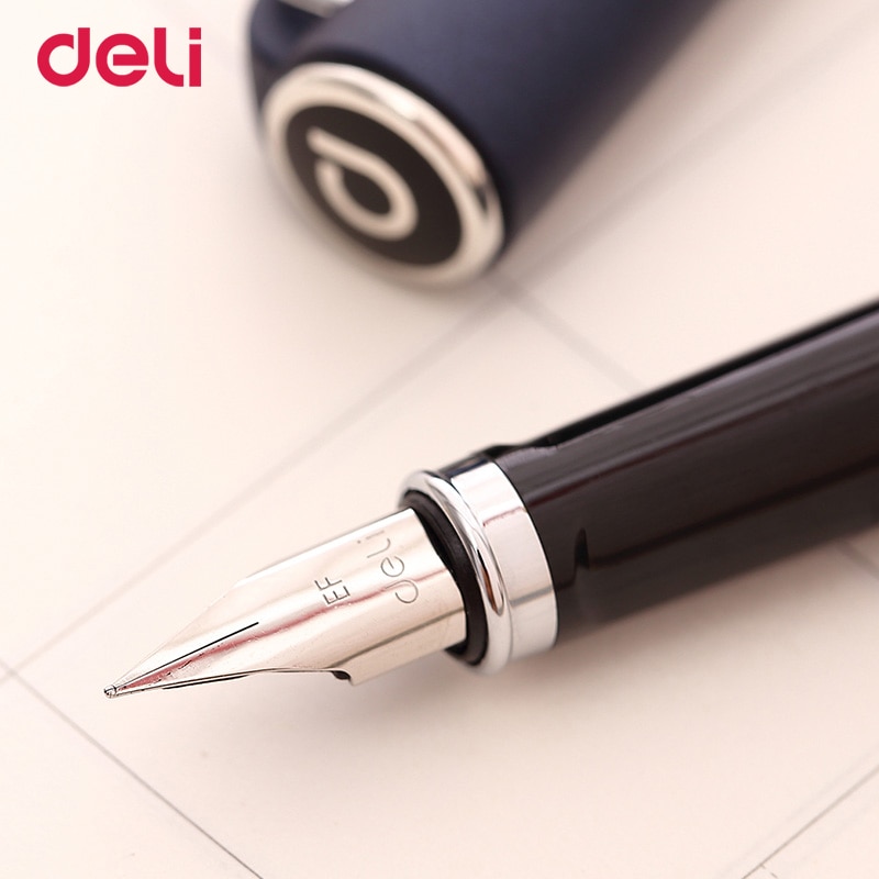 Deli metal fountain pen for writing school office stationery supply luxury fountain pen set with box business