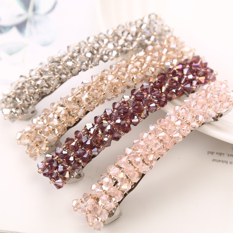 Qingwen 1Pcs Bling Crystal Hairpins Headwear for Women Girls Rhinestone Hair Clips Pins Barrette Styling Tools Accessories