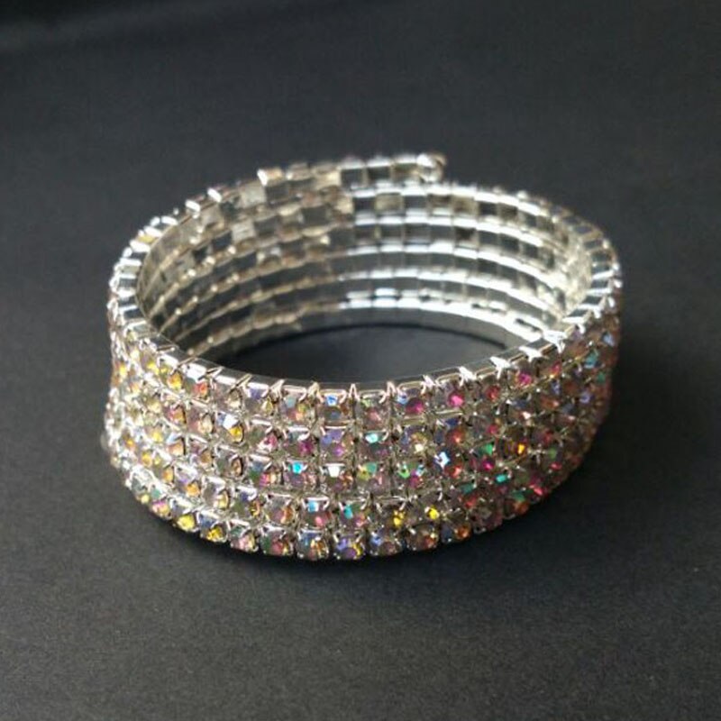 Spiral brude fest rhinsten stretch armring overarm armbånd guld farve og forsølvet brazaletes pulseras mujer