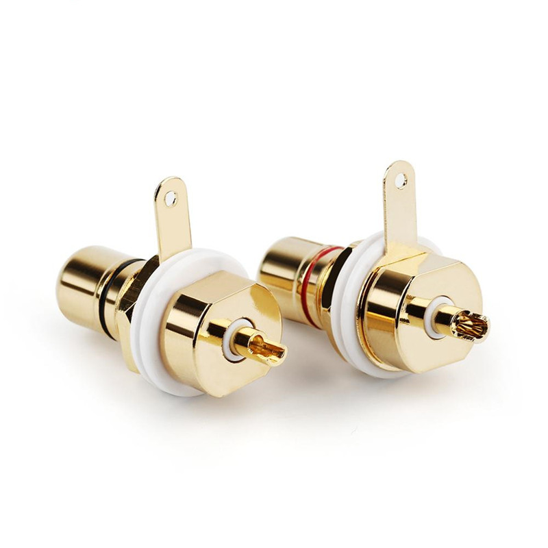 Conector de enchufe RCA hembra, conectores de montaje en Panel de chasis, adaptadores de Audio, clavijas de altavoz, Negro, Rojo, chapado en oro