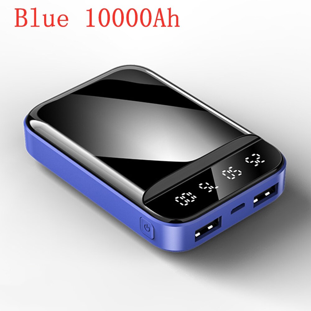Floveme batterie externe miroir affichage numérique double USB sortie ports 2.1A charge rapide 480010000/20000 mAh pour Smartphone: 10000mAh Blue