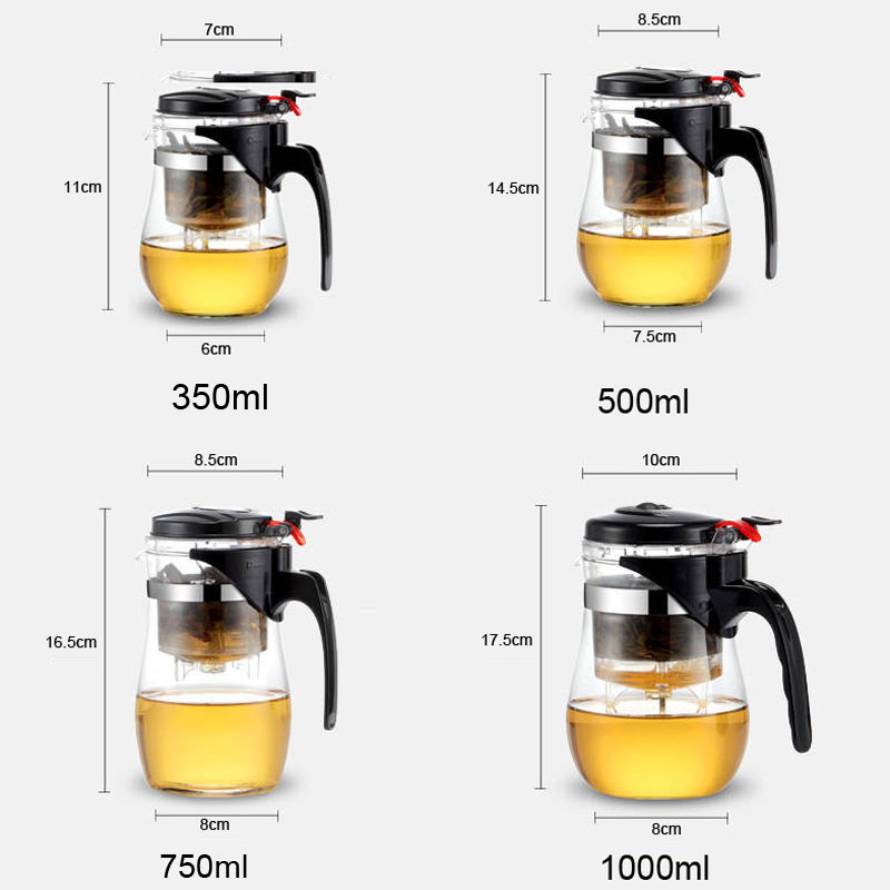 Varmebestandig glass tekanne kinesisk kung fu te sett puer vannkoker kaffeglass maker praktisk kontor tekanne
