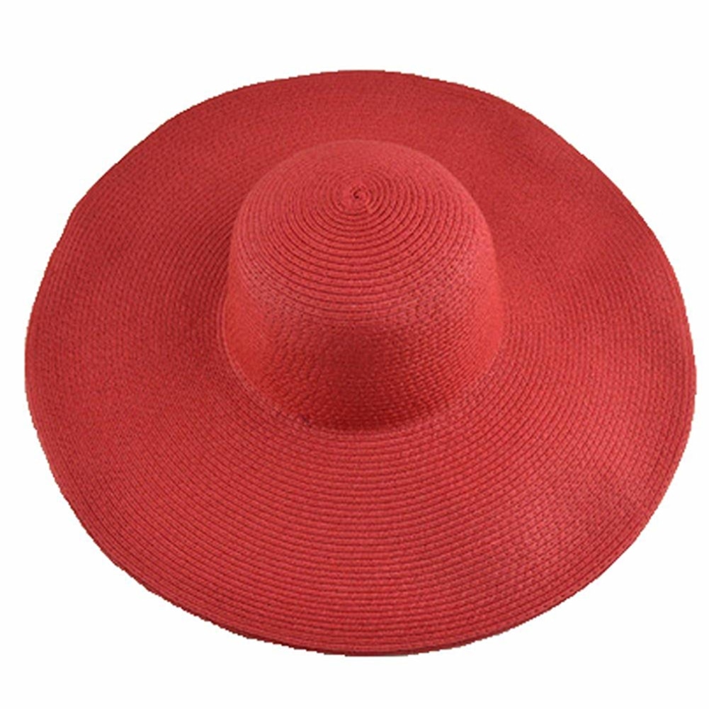 Sombrero Floppy Hawaiano de verano para mujer, gorro de paja de ala ancha de Color sólido
