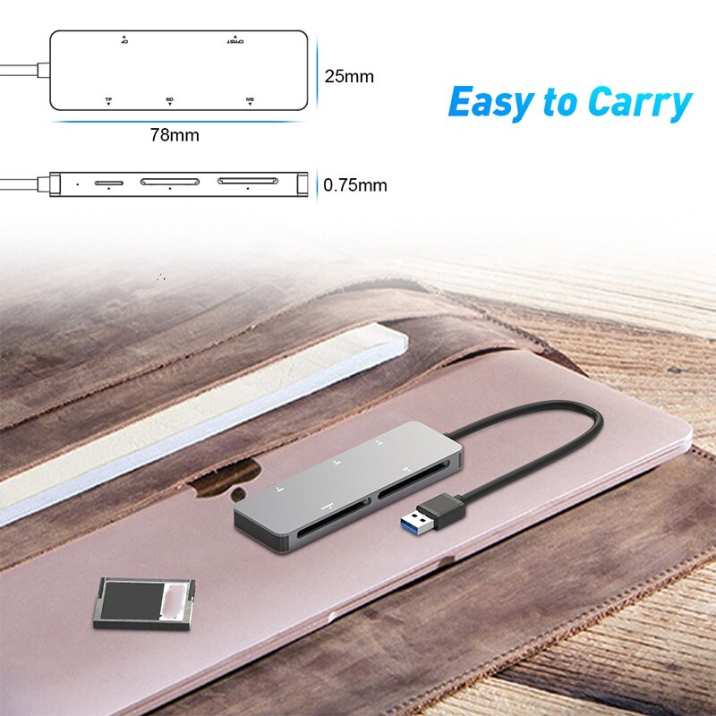 Rocketek læser samtidig 5 kort usb 3.0 multi  in 1 hukommelseskortlæser adapter til sd/tf/cf/xd/cfast