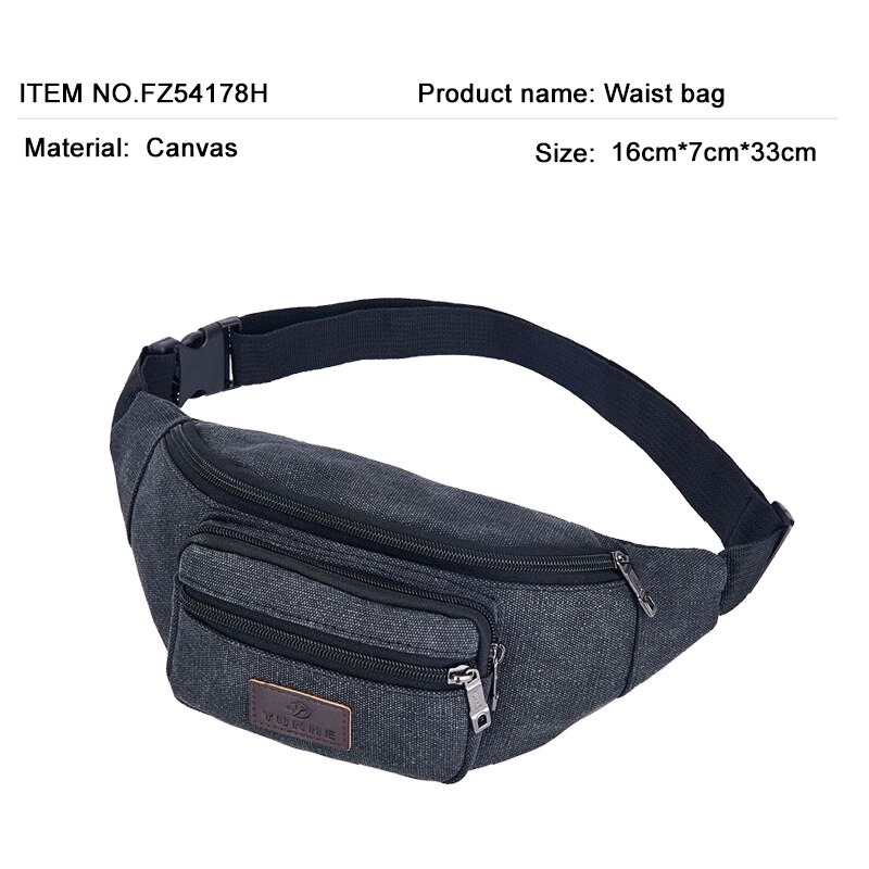 Canvas Travel Waist Belt Bag Women Fanny Pack Bumbag Lasies Outdoor Feni Bags Chest Bag Shoulder Waiste Beg Men Pouch Zipper