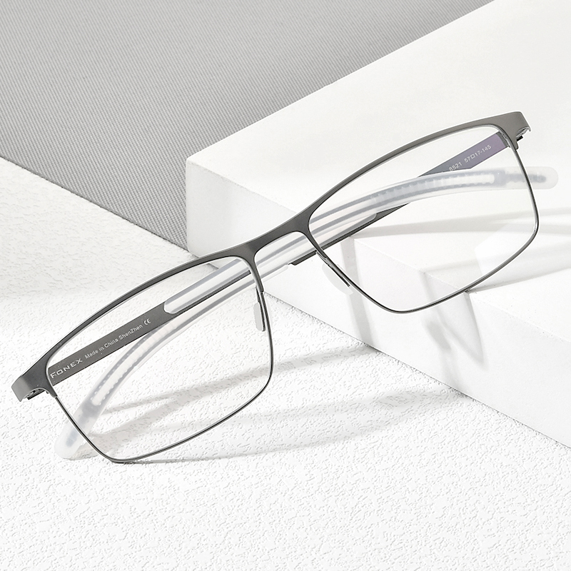 FONEX – Monture de lunettes en titane pour homme, carrée, convient à la prescription optique, myopie, avec du silicone antidérapant, , référence 8521