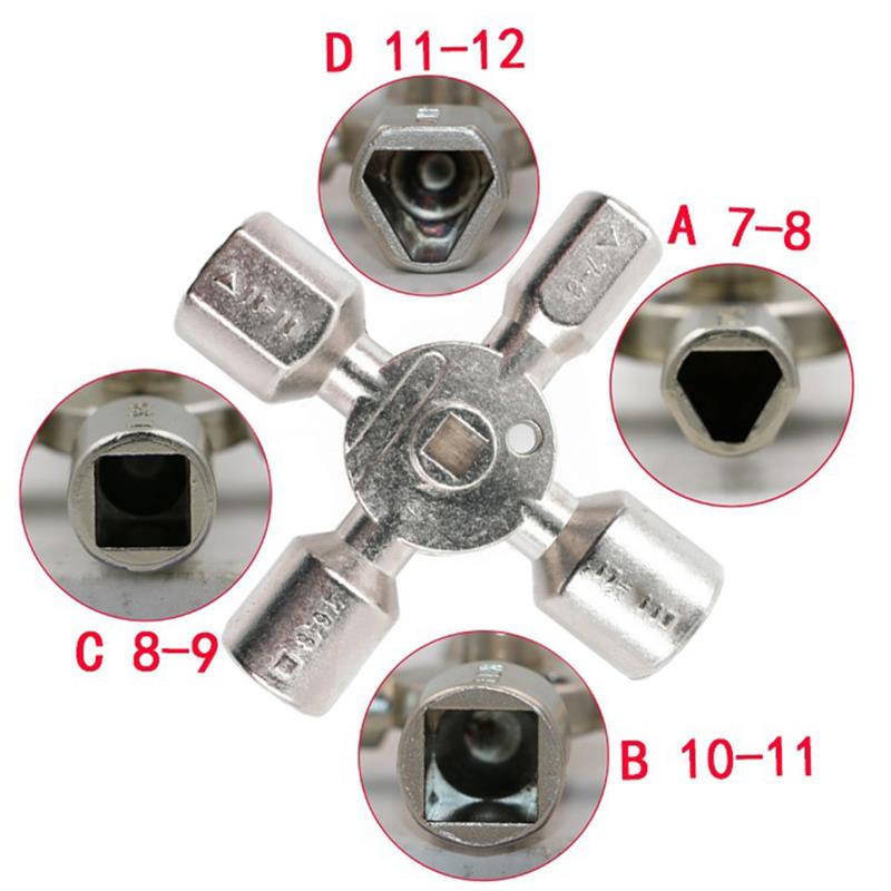 10 In 1 Multi Tool Triangle Wrench Key Cross Switch Universal Socket Wrench Cabinet Square Elevator Triangle Key Lock Cupboard