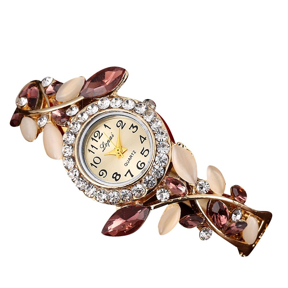 Vrouwen Armband Horloge Luxe Rvs Kleine Quartz Horloge Kwaliteiten Eenvoudige Dames Horloge Vrouwelijke Ketting Klok: Wine