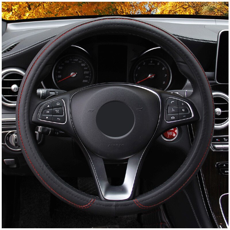 Stuurwiel Cover voor Nissan Qashqai | Typ J10 | Bj. 2007-2013, 36-38cm Stuurhoes van leer,Auto Stuurhoes,Stuurwielhoezen,accessoires voor auto-interieur,Antislip Ademend,Round-B