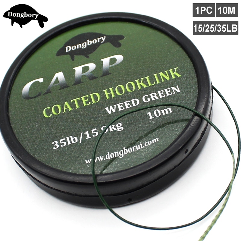 10M Carp Fishing Line Coated Hook Link Hair Rig Hooklink Rigging Line Quick Sinking Carp Coated Wire Carp Tackle Line 15/25 35LB