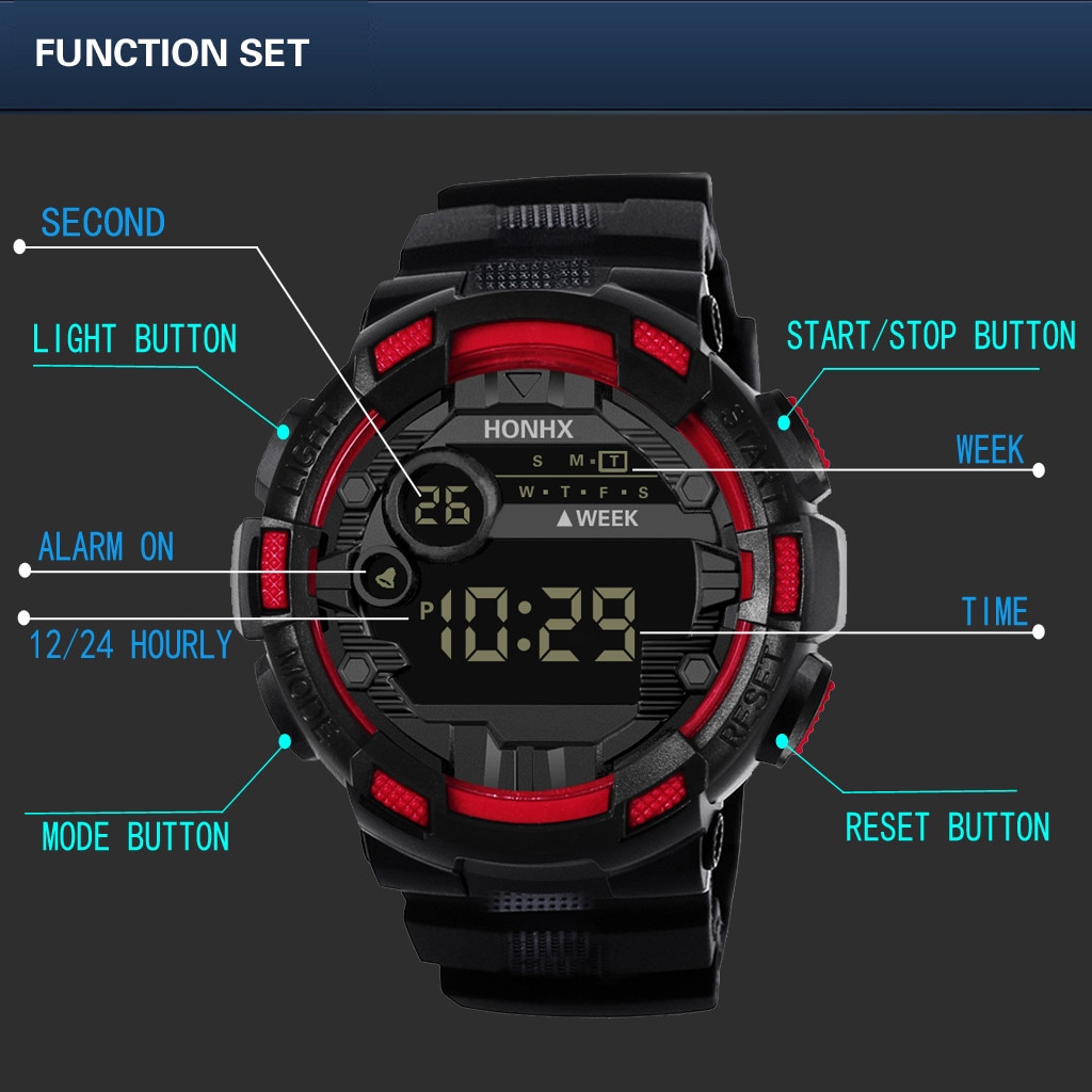 Relojes de lujo para hombre, reloj Digital LED, con fecha, deportivo, electrónico, de pulsera, resistente al agua, Masculino