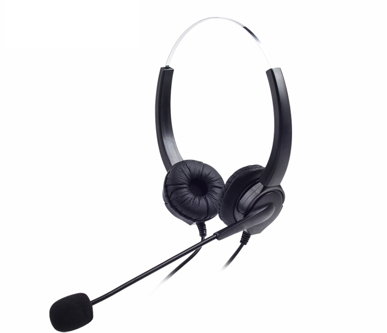 Telefon-headset mit geräuschunterdrückung für callcenter, schnurgebundenes binaurales telefon-headset  rj9 mit mikrofon für schulungen, marketing