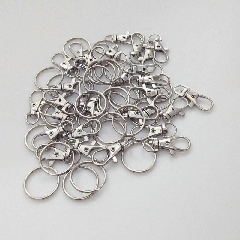 100 Pieces Flat Key Rings Kit Alloy Anti-rust Keyrings with Chain Open Jump Rings DIY Crafts Jewelry Making D20 21
