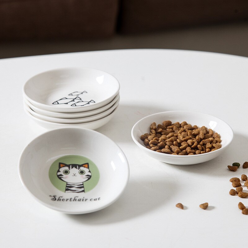 Cute Cat Small Saucer Shape Mini Plate Ceramics Cartoon Dish Snack Plate Chinchilla Squirrel Hedgehog Bowl