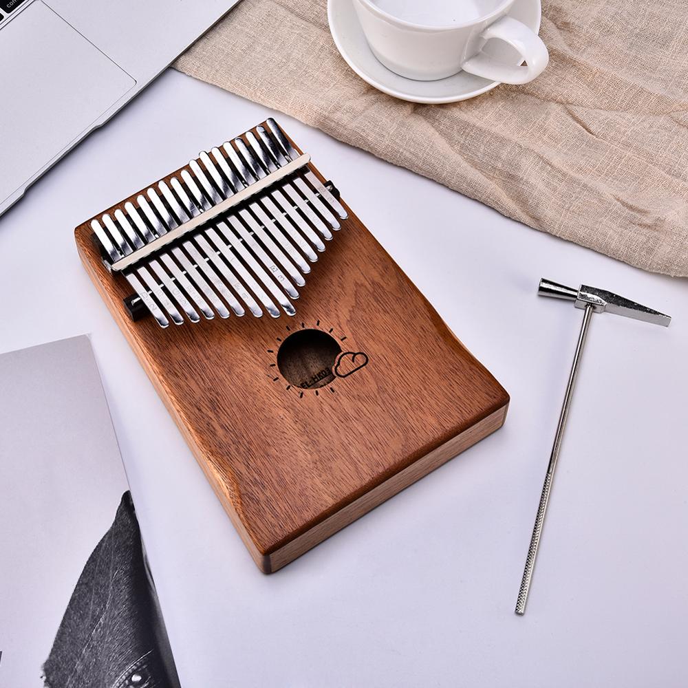 Piano Kalimba de 17 teclas de pino macizo africano de caoba, dedo pulgar, juego de Piano con guitarra, instrumentos musicales de madera, para chico