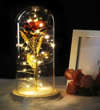 Medium Beauty And The Beast Rose Forever Rose LED Flashing Rose Forever Rose Lamp Night Light Romantic Valentines Day: O