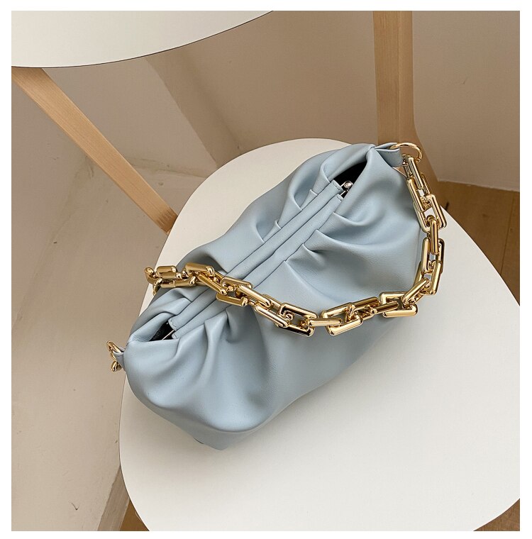 Bolso bandolera Hobos Cloud con cadena gruesa para mujer, Cartera de lujo, novedad,: Azul