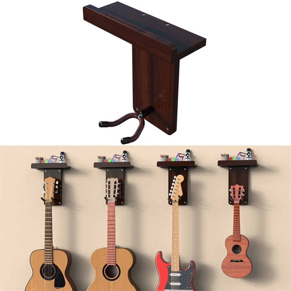 Brun vægmonteret guitarophæng guitarophæng til akustiske guitarer boligindretning guitartilbehørsorganisator hak til plektre