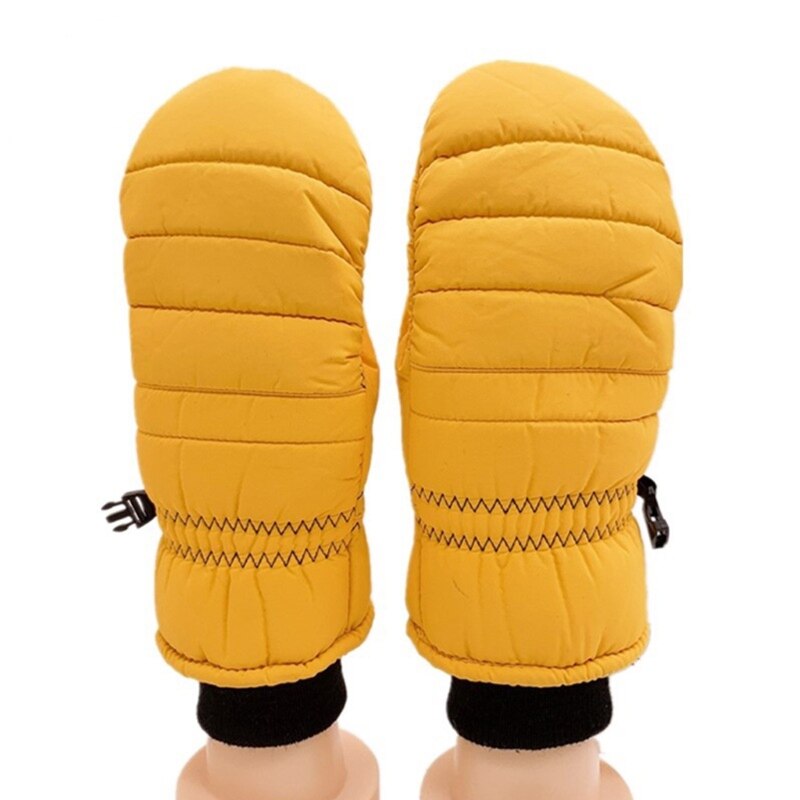 Children Winter Warm Ski Gloves Boys/Girls Kids Sports Waterproof Windproof Non-slip Snow Mittens Extended Wrist Skiing Gloves: Yellow