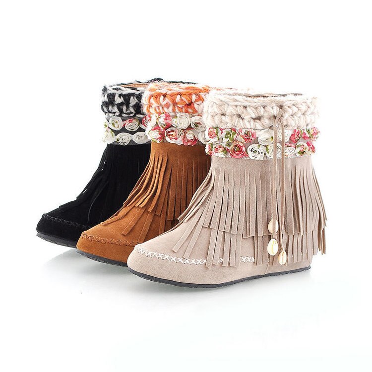 Zapatos de talla grande para mujer, botines de tacón bajo, calzado de invierno con punta redonda, talla grande, media pantorrilla de goma