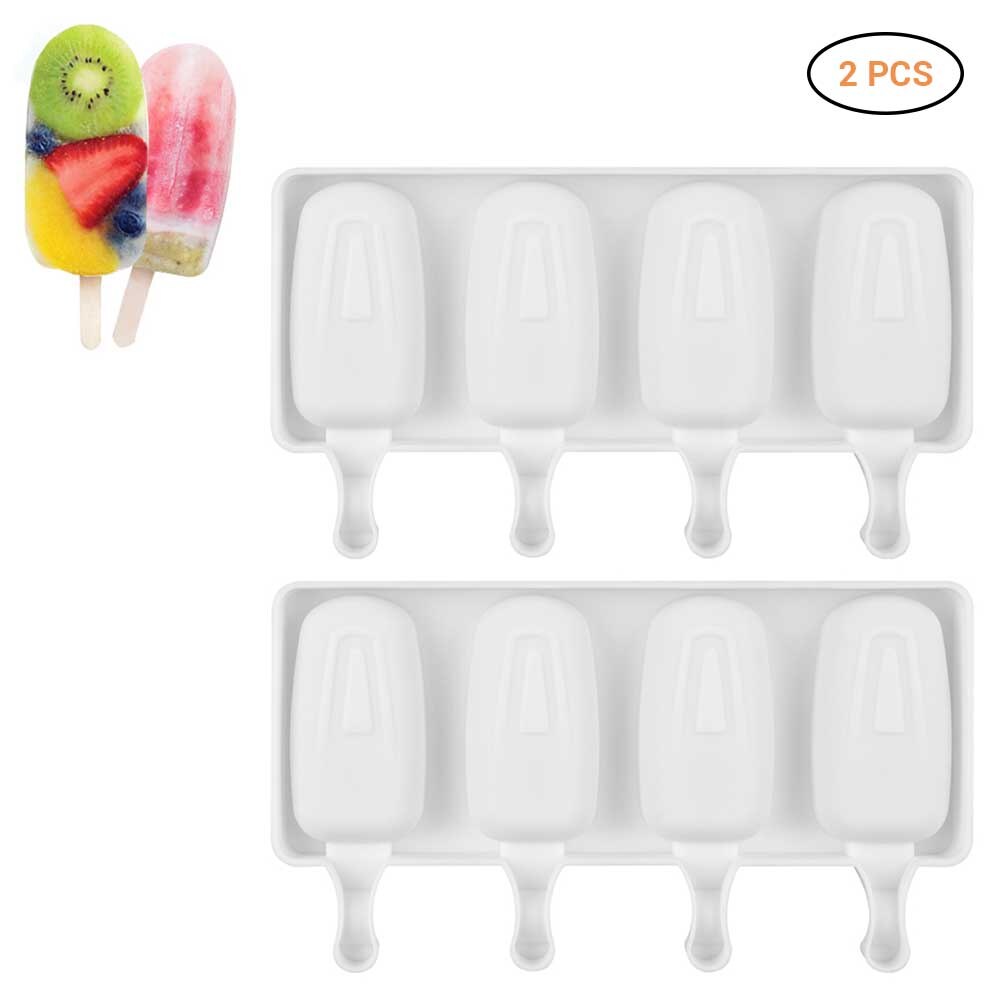 2Pcs Cavities Ice Cream Mold Makers Silicone Freezer Ice Cream Mold Ice Cube Moulds Juice Popsicle Molds Dessert Molds Tray