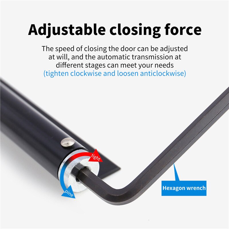 Adjustable Door Automatic Closer Aluminum Alloy Automatic Door Spring Silver Tone Intensity, Suitable for Fire Door 40 Kg