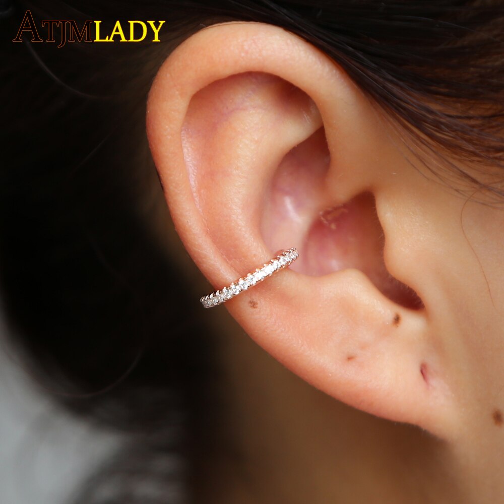 8 colors 925 Sterling Silver Slim Sparkling Ear Cuff Single Ear Cuff 1pcs Clear CZ Zirconia Ear Cuff Gold Women Jewelry