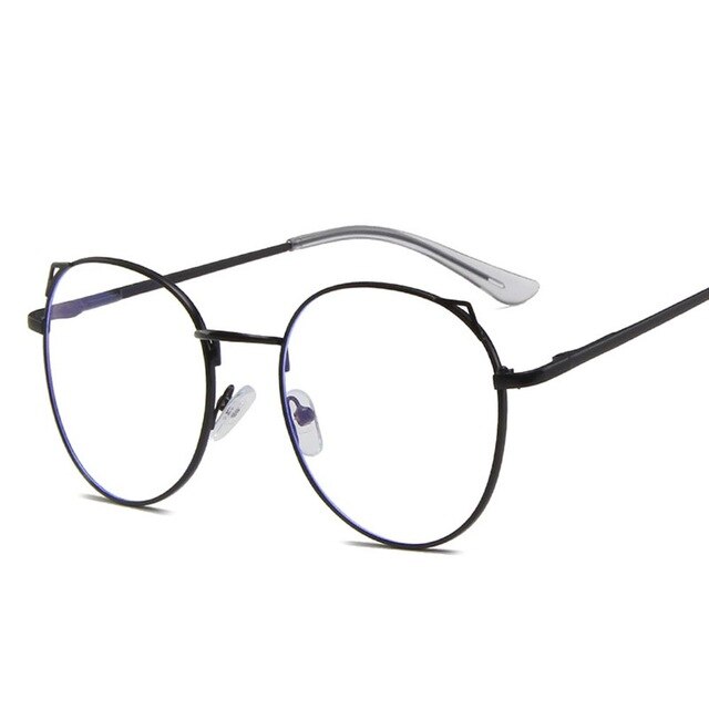 Computer Glasses Anti Blue Light Gaming Glasses Retro Round Circle Metal Glasses Frame Can Be Equipped With Other Glasses: Black