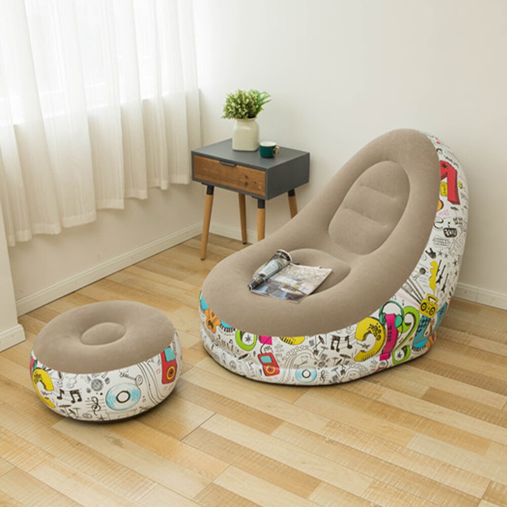 Couch Woonkamer Stoelen Draagbare Lucht Opblaasbare Outdoor Voet Kruk Bean Bag Stoel Set Indoor Home Decor Luie Sofa Slaapkamer lounge: Bruin