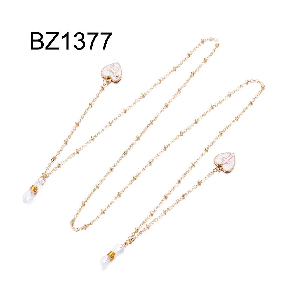 Lunettes de soleil en métal à perles | Collier de lecture pour femmes, chaîne de lunettes à perles antidérapante, accessoires de lunettes,: 1-BZ1377