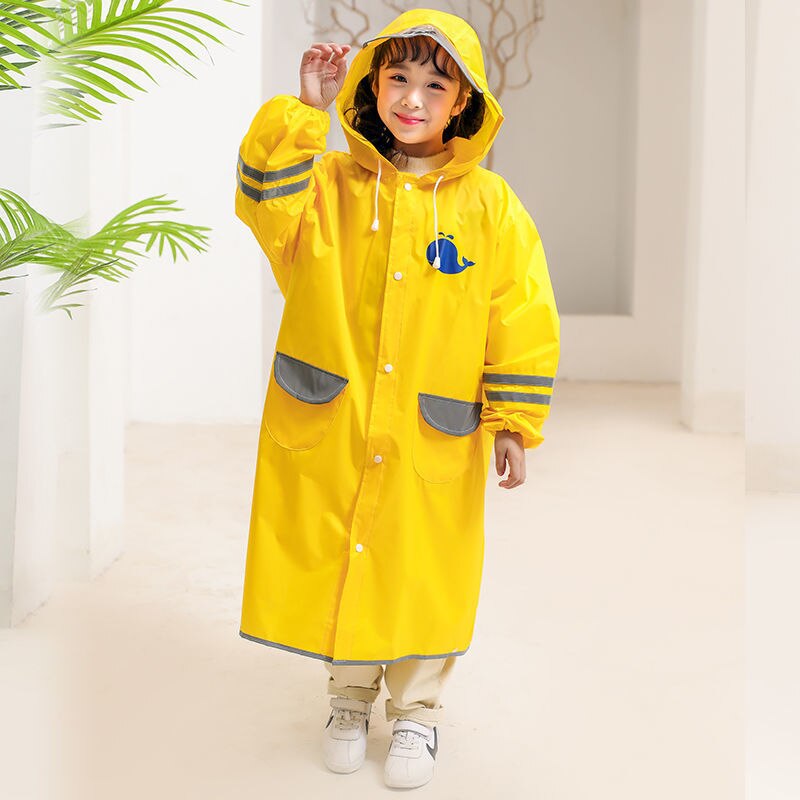 Chubasquero azul para niños de 5 a 12 años, ropa impermeable para exteriores, chubasquero para niña, traje de lluvia escolar: YELLOW / L 125-140cm