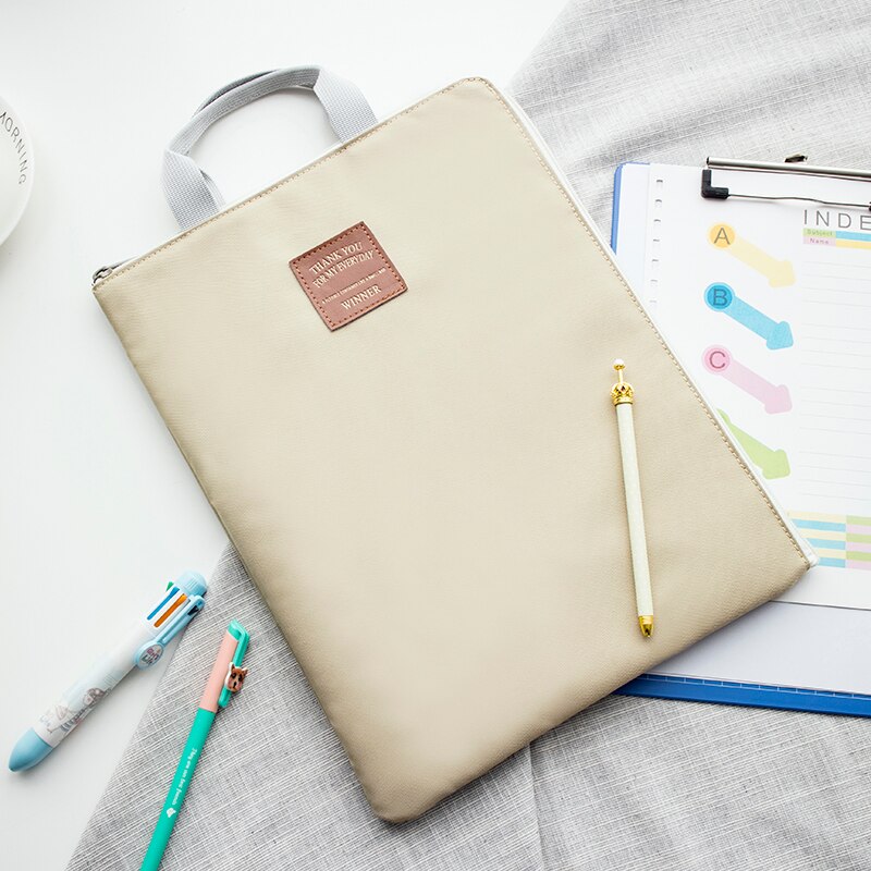 Organizador de documentos A4, maletín de nailon impermeable para hombre y mujer, bolso de oficina funcional, porta documentos, Maletín de negocios: Ricewhite