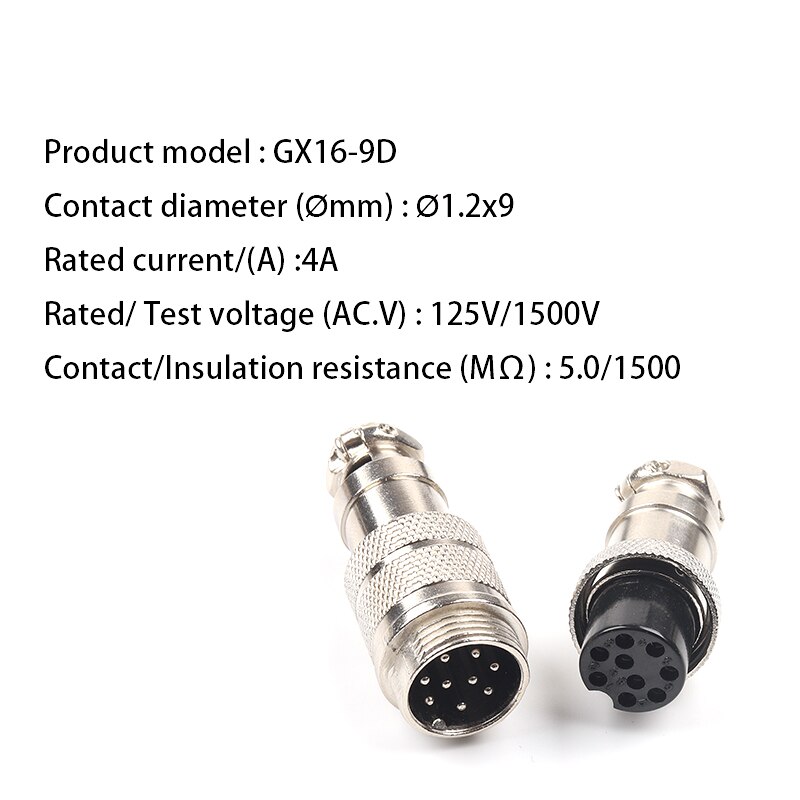 1 conjunto gx16 2/3/4/5/6/7/8/9 pinos docking macho & fêmea 16mm tomada de aviação circular conector do painel conector fio: GX16-9D