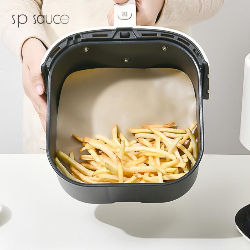 Almohadilla de papel desechable para freidora de aire, papel de aceite de silicona antiadherente para hornear, microondas, barbacoa, papeles de suma tenue
