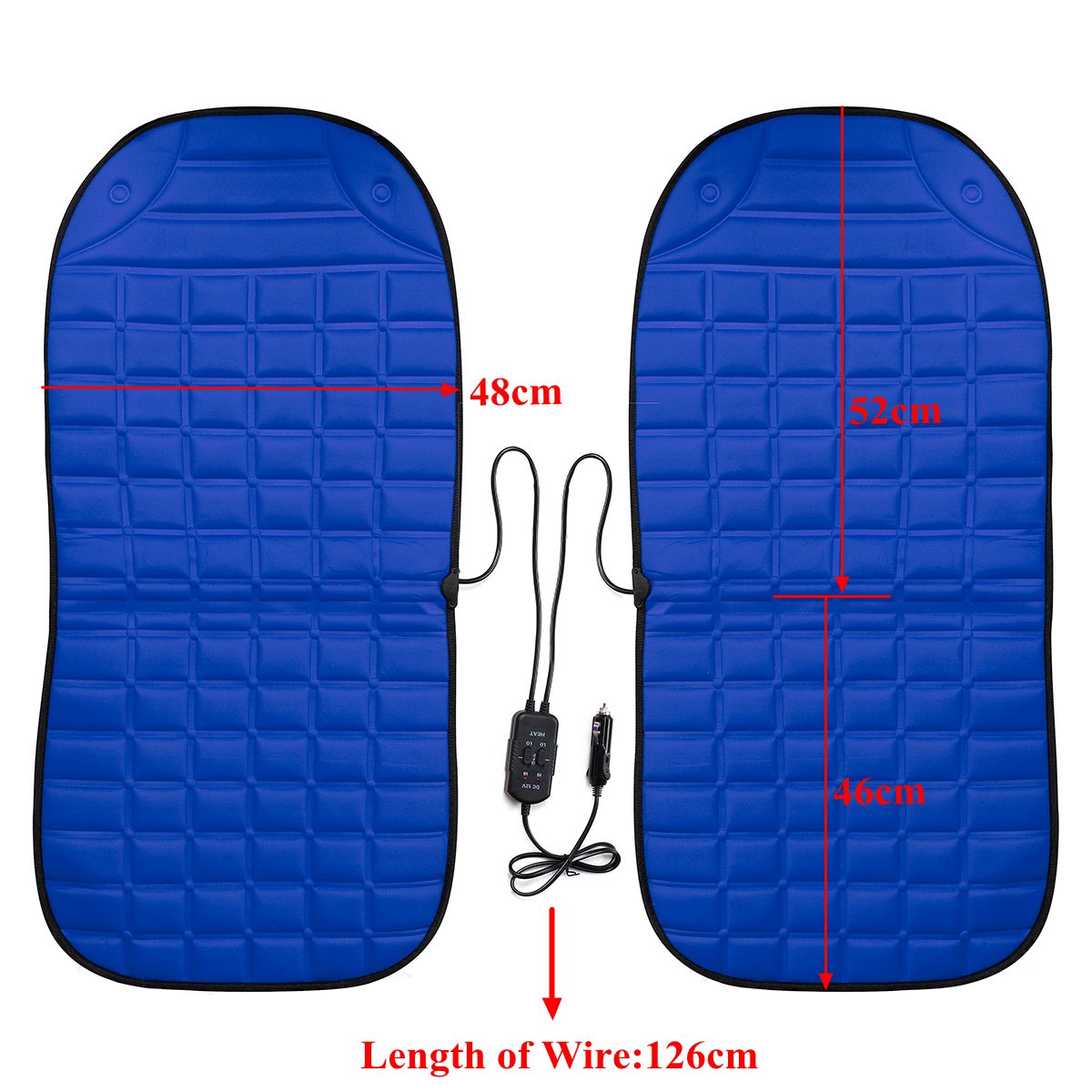 Electric Heated Car Double Seat Cover Heated Cushion Seat Warmer Winter Household Cover Heating Mat Warmer Cars Seat Heater: 2pcs Blue