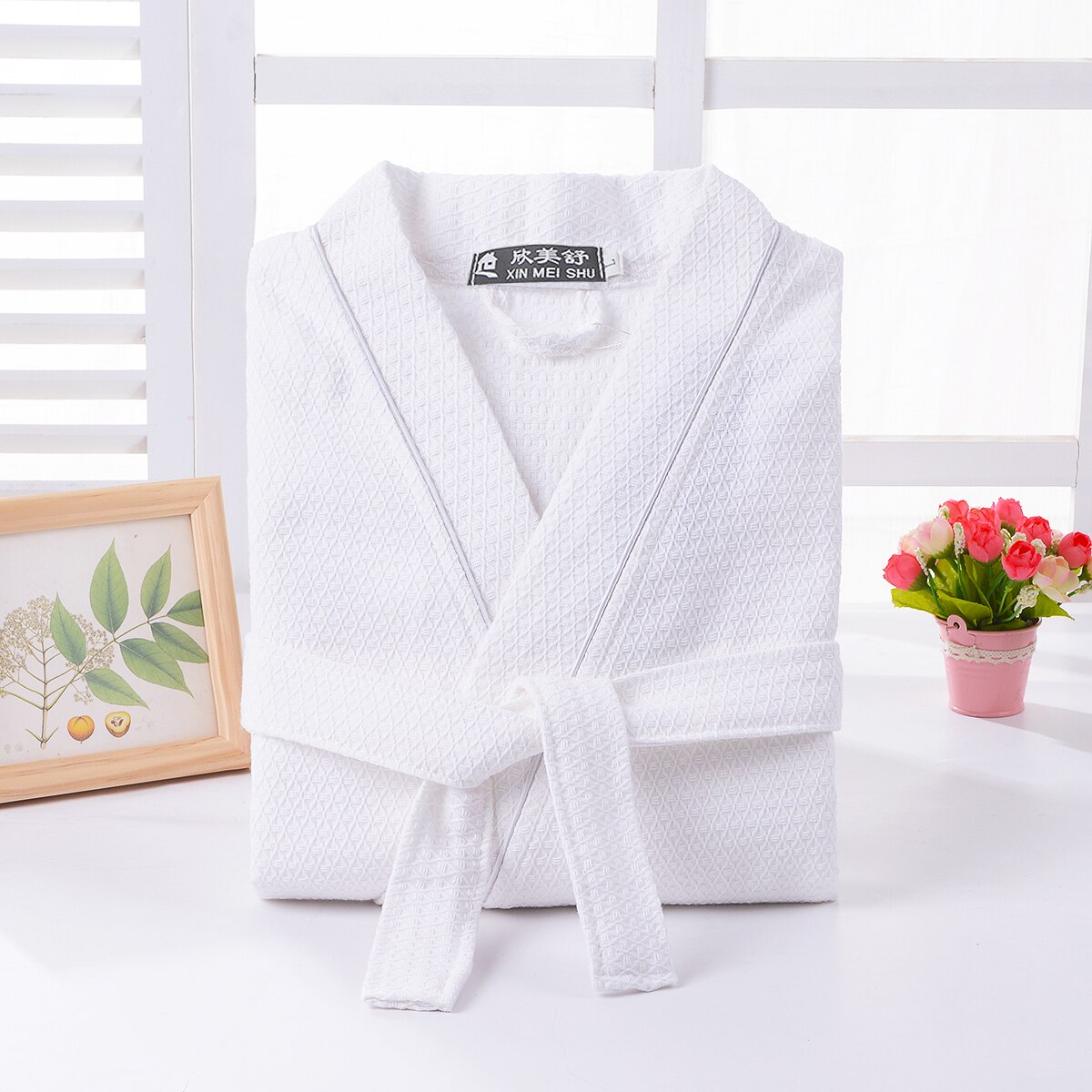 Elskere vaffel badekåpe kimono kappe menn sommer badekåpe suge svette herre morgenkåpe herre lounge robes tynt nattøy