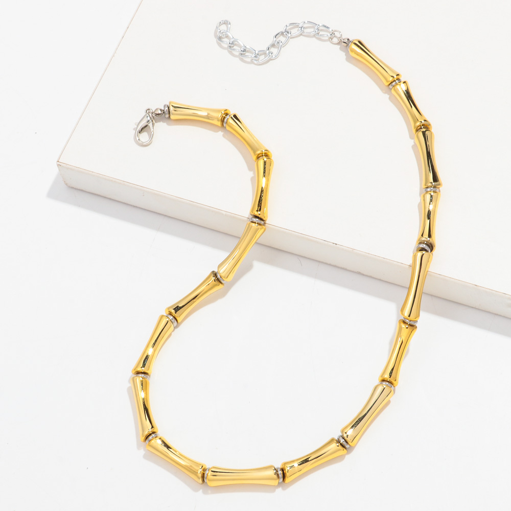 Thin Bamboo Curved Tube Choker Necklace Men Women HipHop Ball Bead Pendant Necklace Stack Trendy Party Jewelry Collar